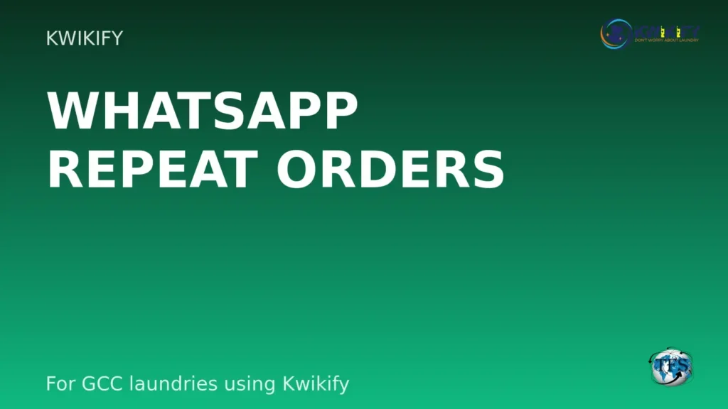 Laundry WhatsApp automation software visual showing faster customer updates with Kwikify logo top right and Tradify Services logo bottom right.